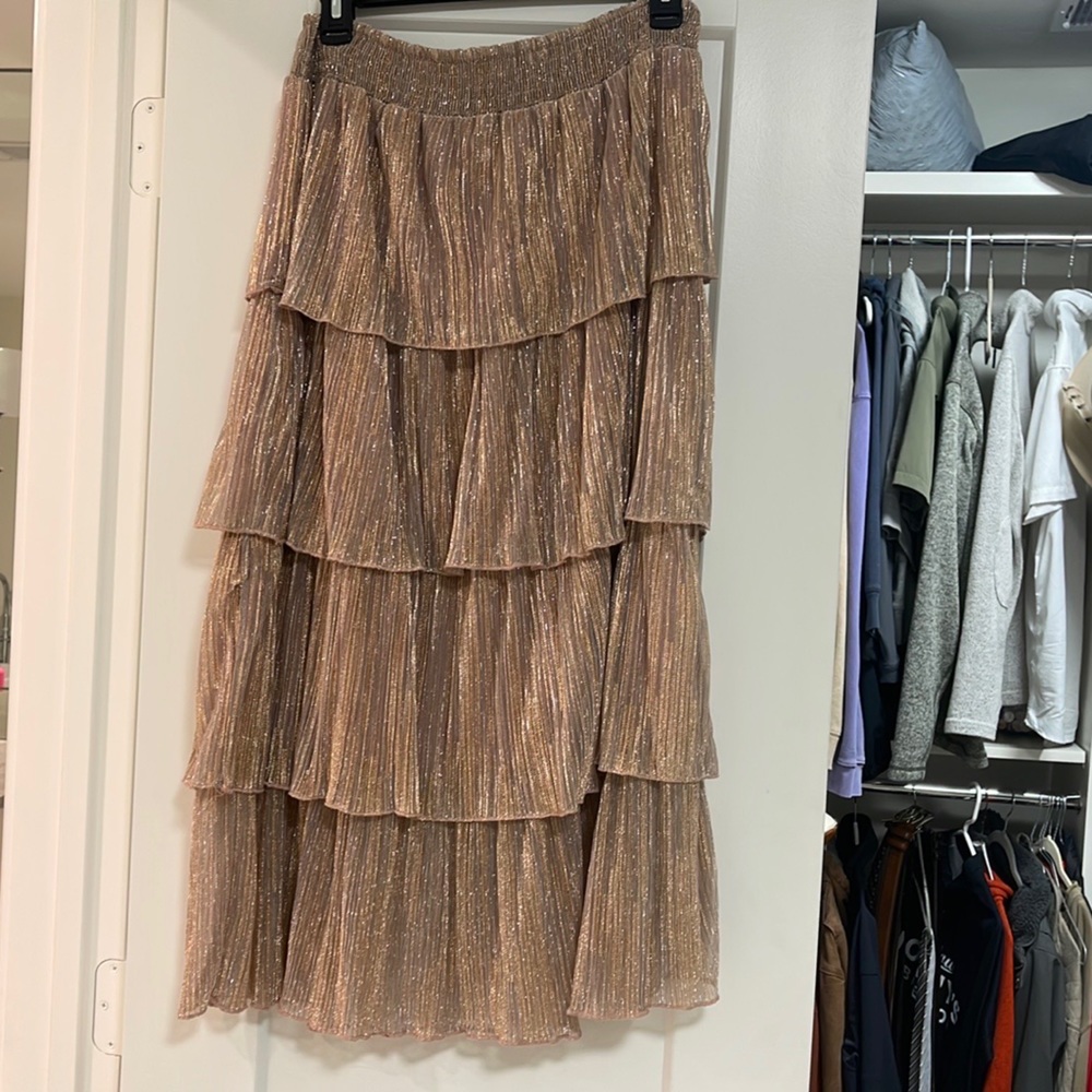 Gold midi skirt